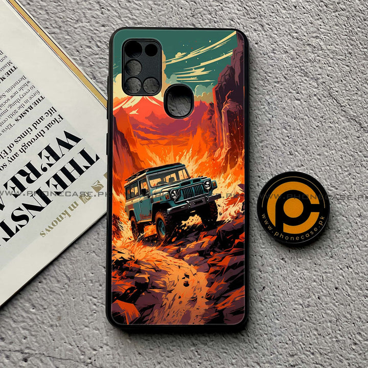 Samsung Galaxy A21s - Jeep Offroad - Premium Printed Glass soft Bumper Shock Proof Case