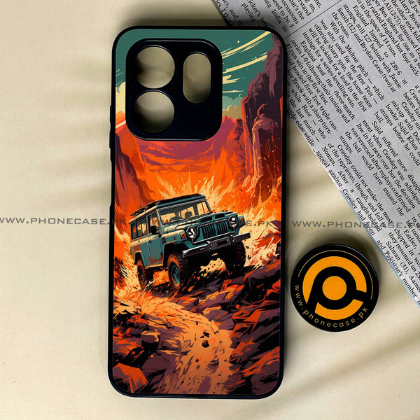 Infinix Hot 50i -  Jeep Offroad - Premium Printed Glass soft Bumper Shock Proof Case