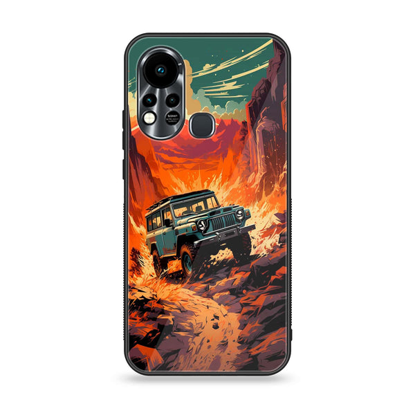 Infinix Hot 11S NFC  Jeep Offroad  Premium Printed Glass soft Bumper Shock Proof Case