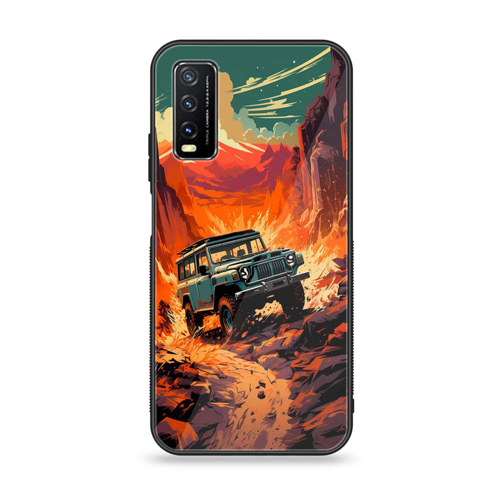 Vivo Y20s - Jeep Offroad - Premium Printed Glass soft Bumper shock Proof Case