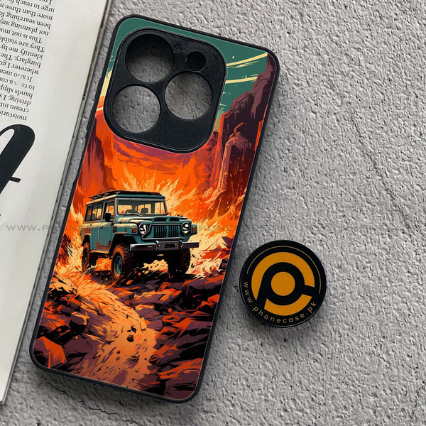 Tecno Spark 20C - Jeep Offroad - Premium Printed Glass soft Bumper Shock Proof Case