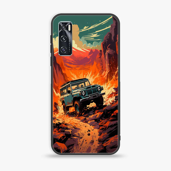 Vivo V20 SE - Jeep Offroad - Premium Printed Glass soft Bumper Shock Proof Case