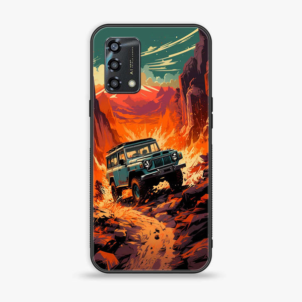 Oppo A95 - Jeep Offroad - Premium Printed Glass soft Bumper Shock Proof Case