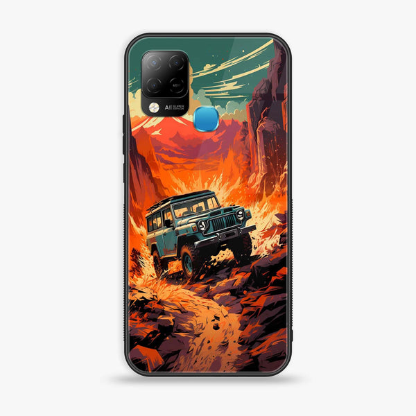 Infinix Hot 10s  Jeep Offroad  Premium Printed Glass soft Bumper Shock Proof Case