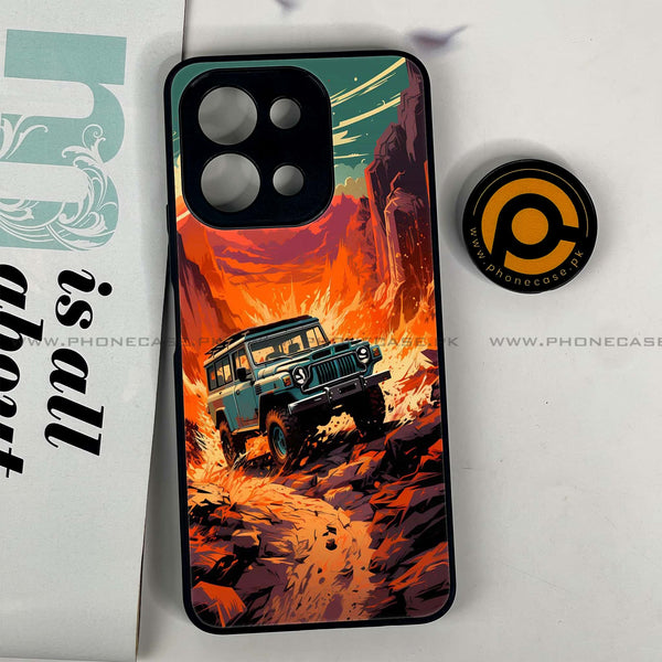 Vivo Y28 - Jeep Offroad - Premium Printed Glass soft Bumper shock Proof Case