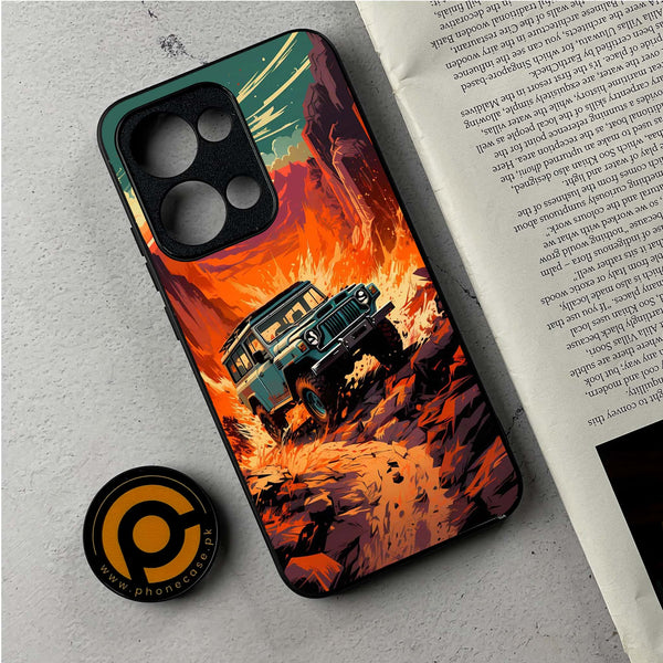 Oppo Reno 13 - Jeep Offroad - Premium Metal Printed Soft Bumper Shockproof Case
