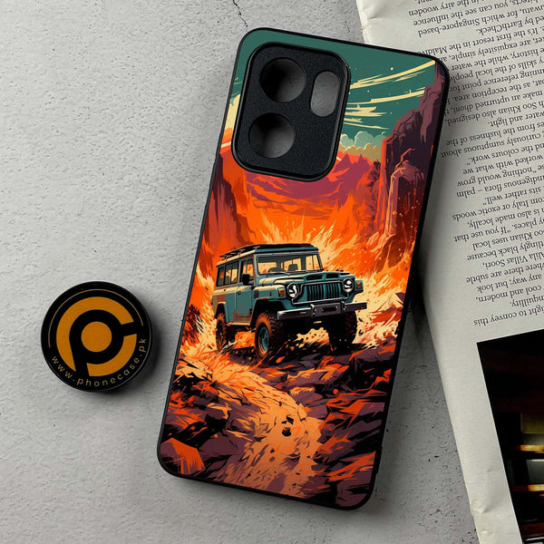 Oppo Reno 13F - Jeep Offroad - Premium Metal Printed Soft Bumper Shockproof Case