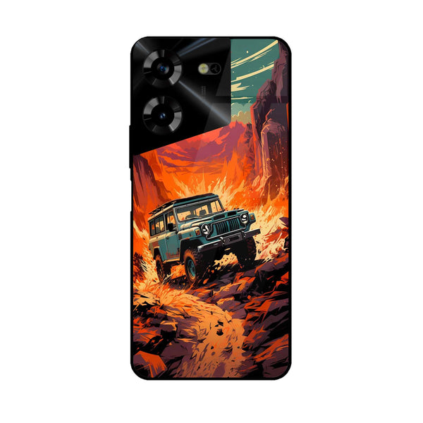 Tecno Pova 5 Pro - Jeep Offroad -  Premium Printed Metal soft Bumper shock Proof Case