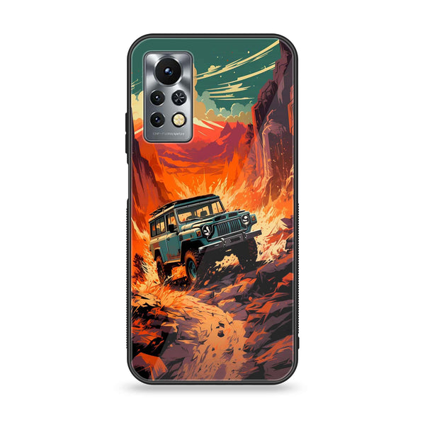 Infinix Note 11s - Jeep Offroad - Premium Printed Glass soft Bumper Shock Proof Case