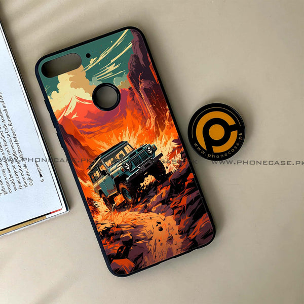 HUAWEI Y7 PRIME (2018) - Jeep Offroad - Premium Printed Glass soft Bumper Shock Proof Case