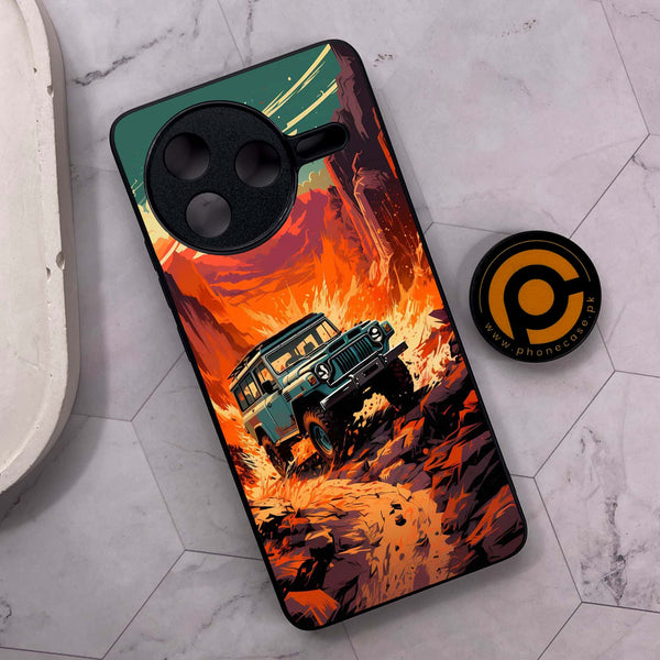 Xiaomi Poco F7 Pro 5G - Jeep Offroad - Premium Metal Printed soft Bumper shock Proof Case
