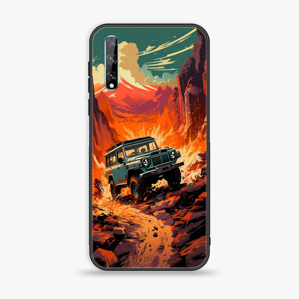 Huawei Y8p - Jeep Offroad - Premium Printed Glass soft Bumper Shock Proof Case