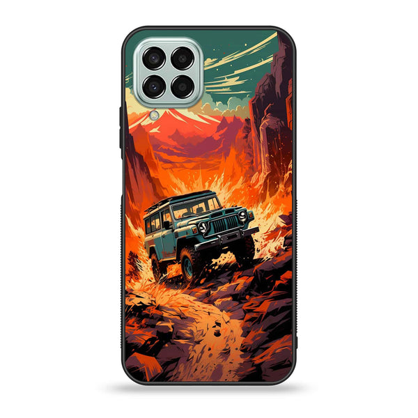 Samsung Galaxy M33 - Jeep Offroad - Premium Printed Glass soft Bumper Shock Proof Case
