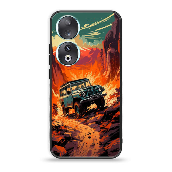 Huawei Honor 90 - Jeep Offroad - Premium Printed Glass soft Bumper Shock Proof Case