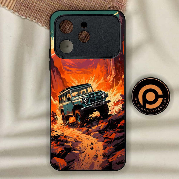 Tecno Spark 40 - Jeep Offroad - Premium Metal Printed soft Bumper shock Proof Case