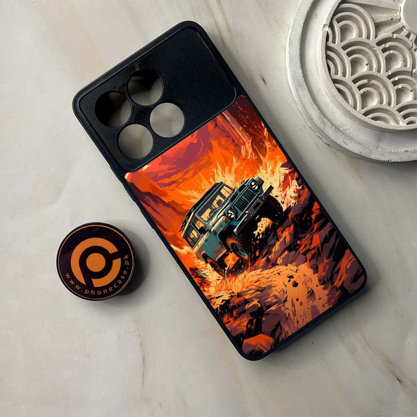 Xiaomi Poco F6 Pro - Jeep Offroad - Premium Metal Printed soft Bumper shock Proof Case