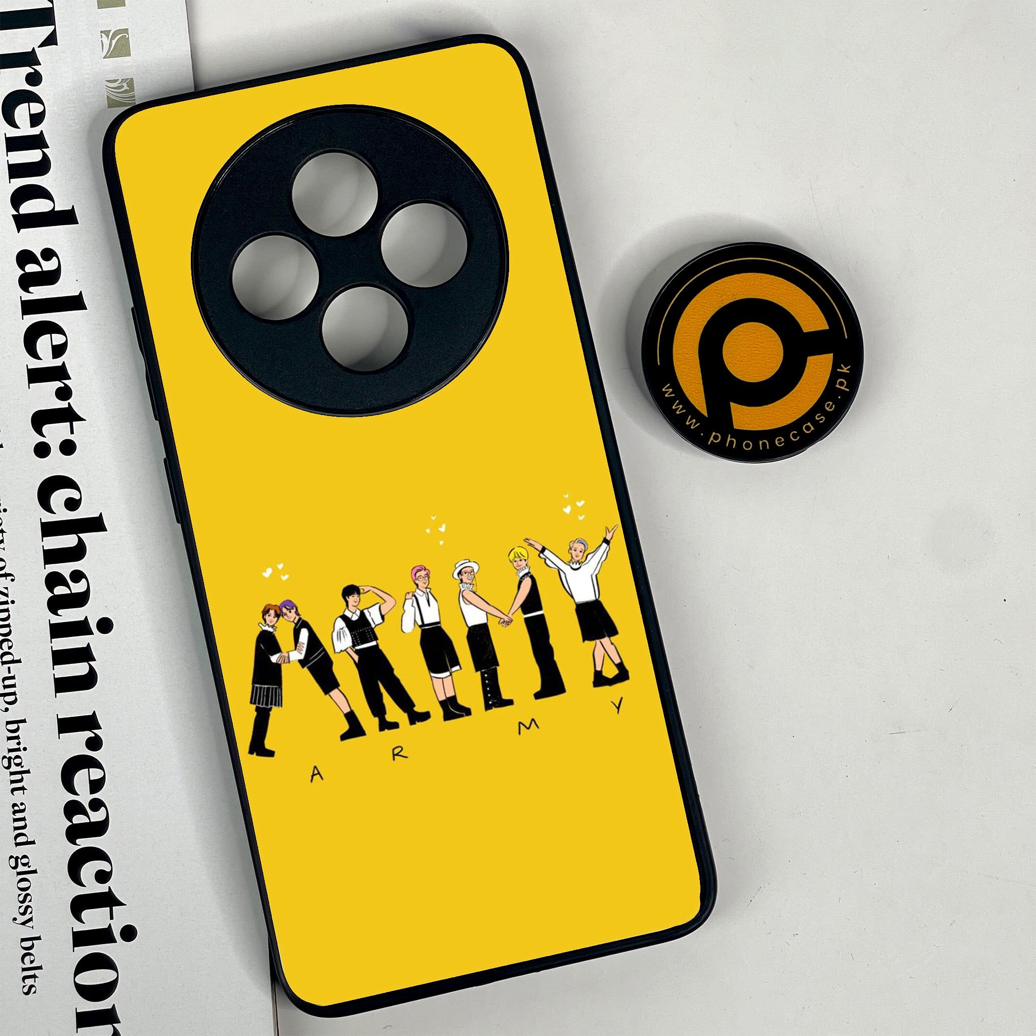 Oppo Reno 12F 4G - K-POP Army Case - Premium Printed Glass soft Bumper shock Proof Case