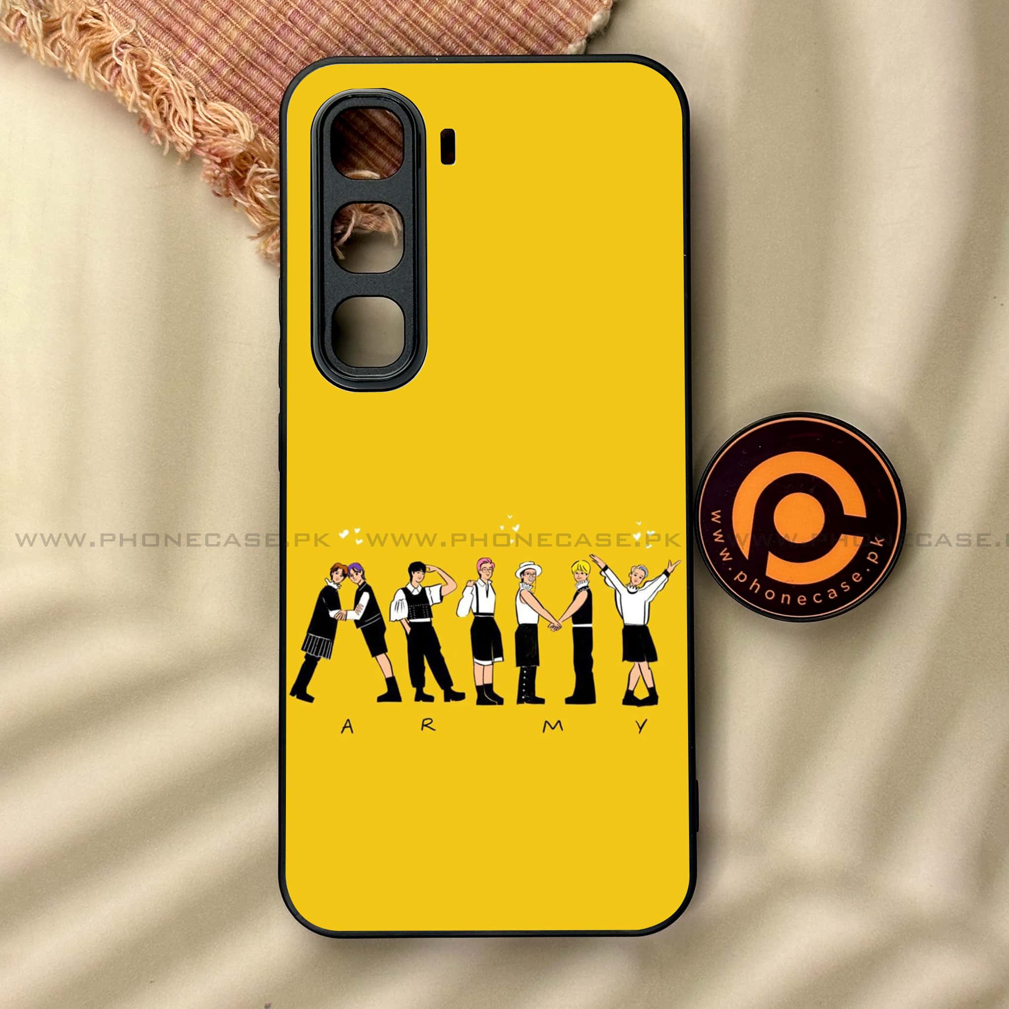 Infinix Hot 60 Pro - K-POP Army Case Series - Premium Metal Printed soft Bumper shock Proof Case