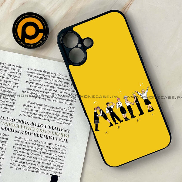 iPhone 16 Plus -  K-POP ARMY CASE - Premium Metal Printed soft Bumper shock Proof Case