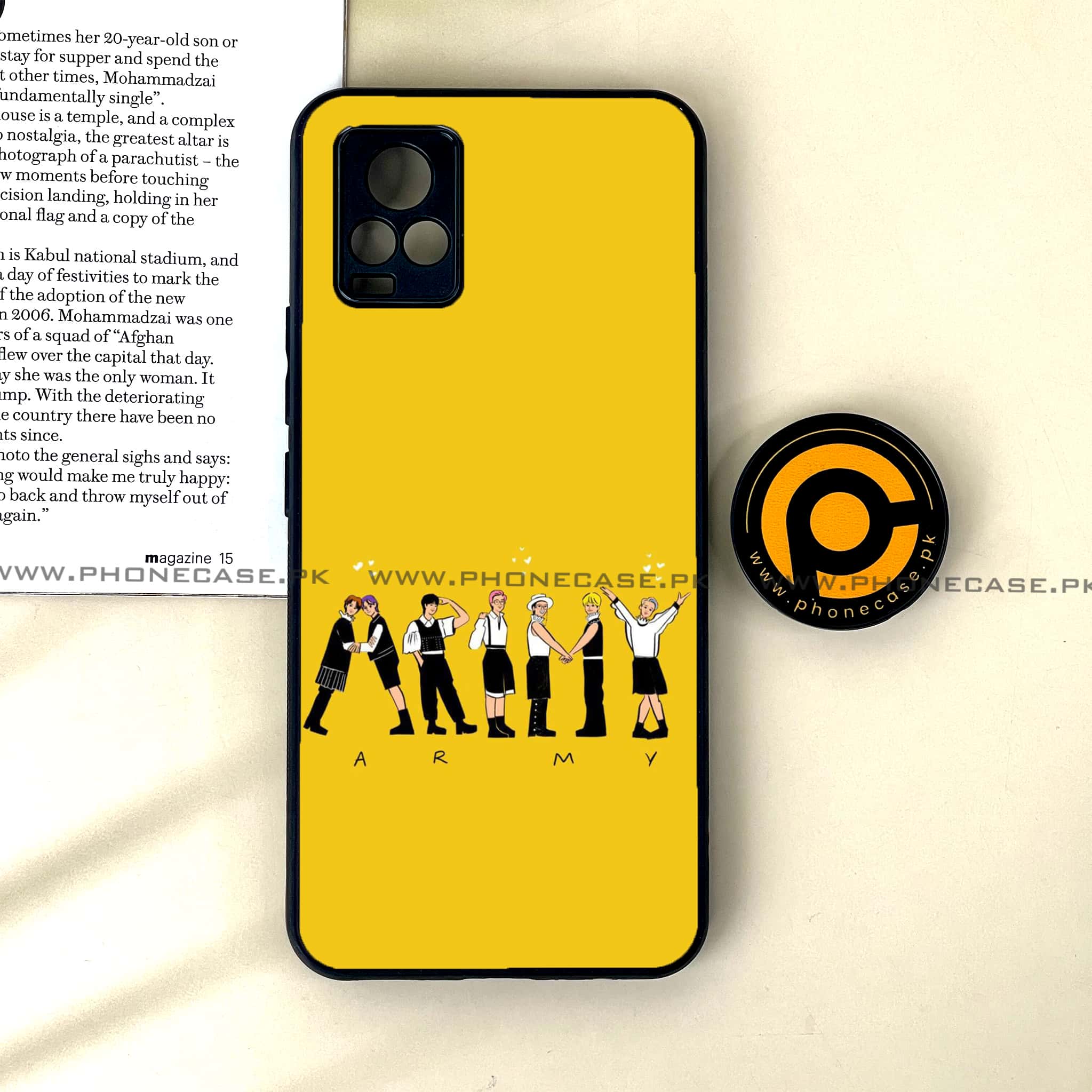 Vivo V20 - K-POP Army Case Series - Premium Printed Glass soft Bumper shock Proof Case