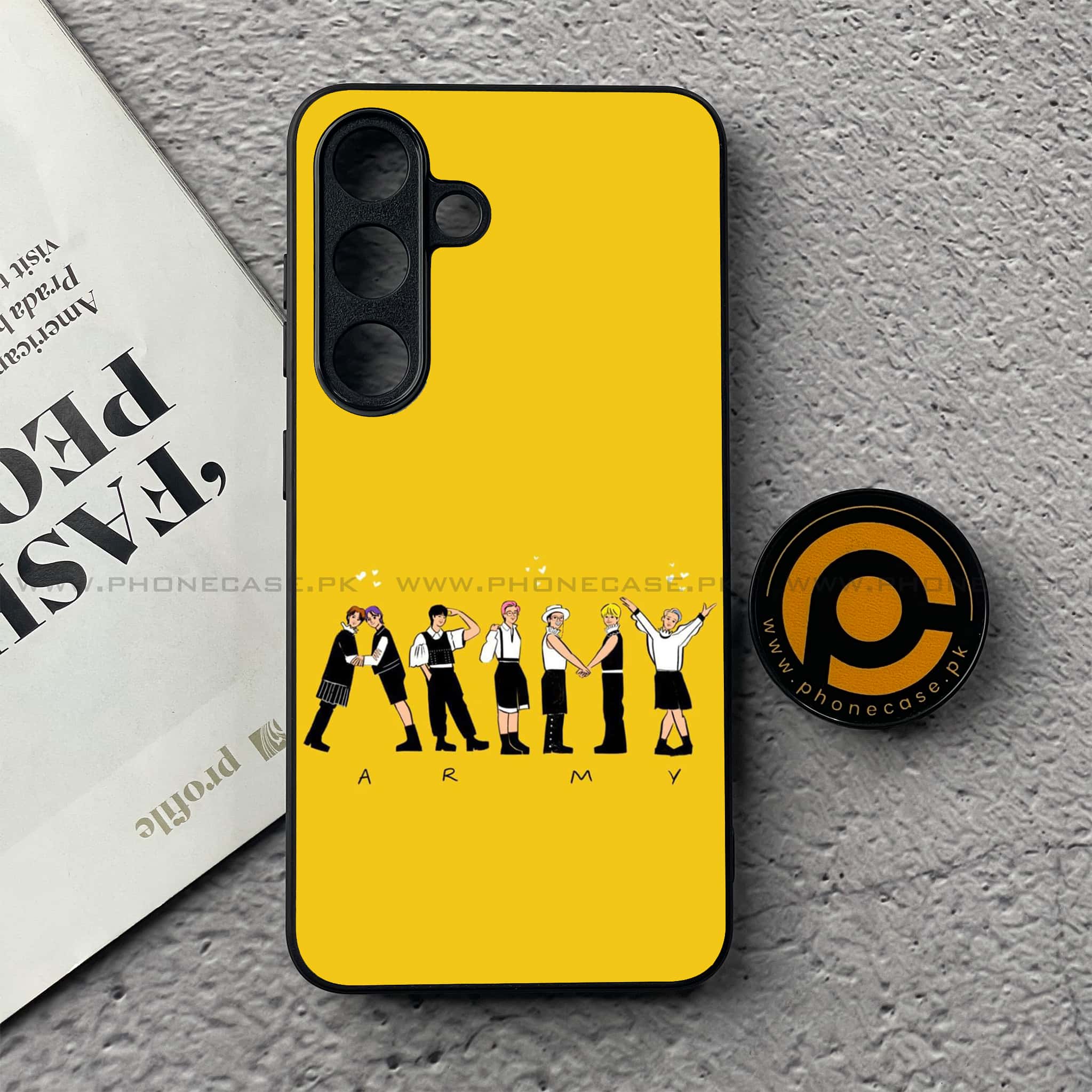 Samsung Galaxy S25 FE - K-POP Army Case Series - Premium Metal Printed soft Bumper shock Proof Case