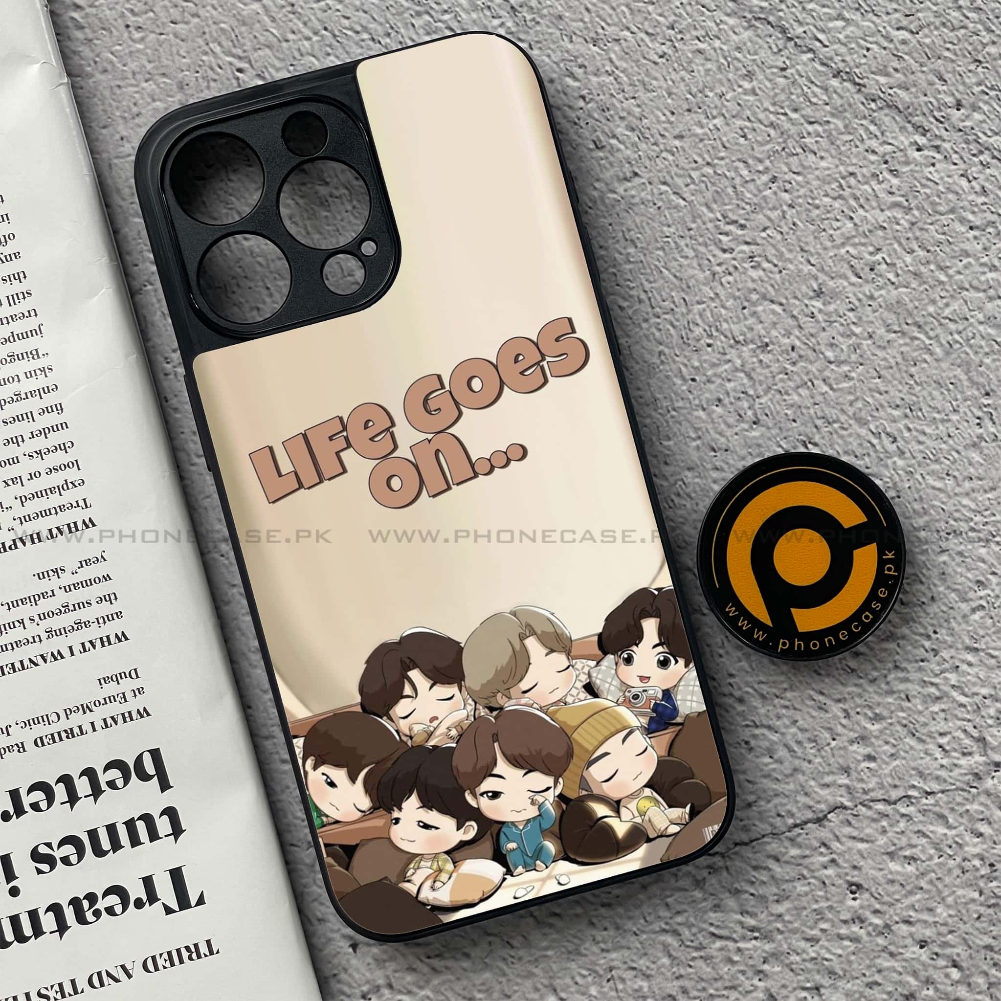 iPhone 15 Pro Max - K-POP Army Case Series - Premium Metal Printed soft Bumper shock Proof Case