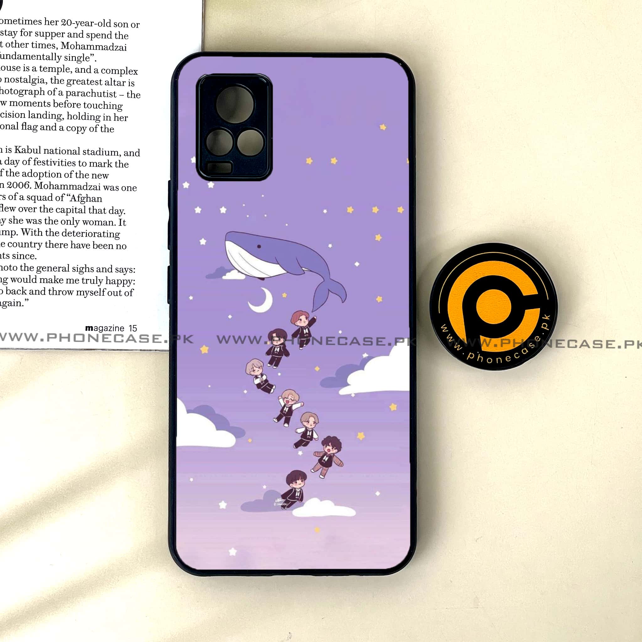 Vivo V20 - K-POP Army Case Series - Premium Printed Glass soft Bumper shock Proof Case