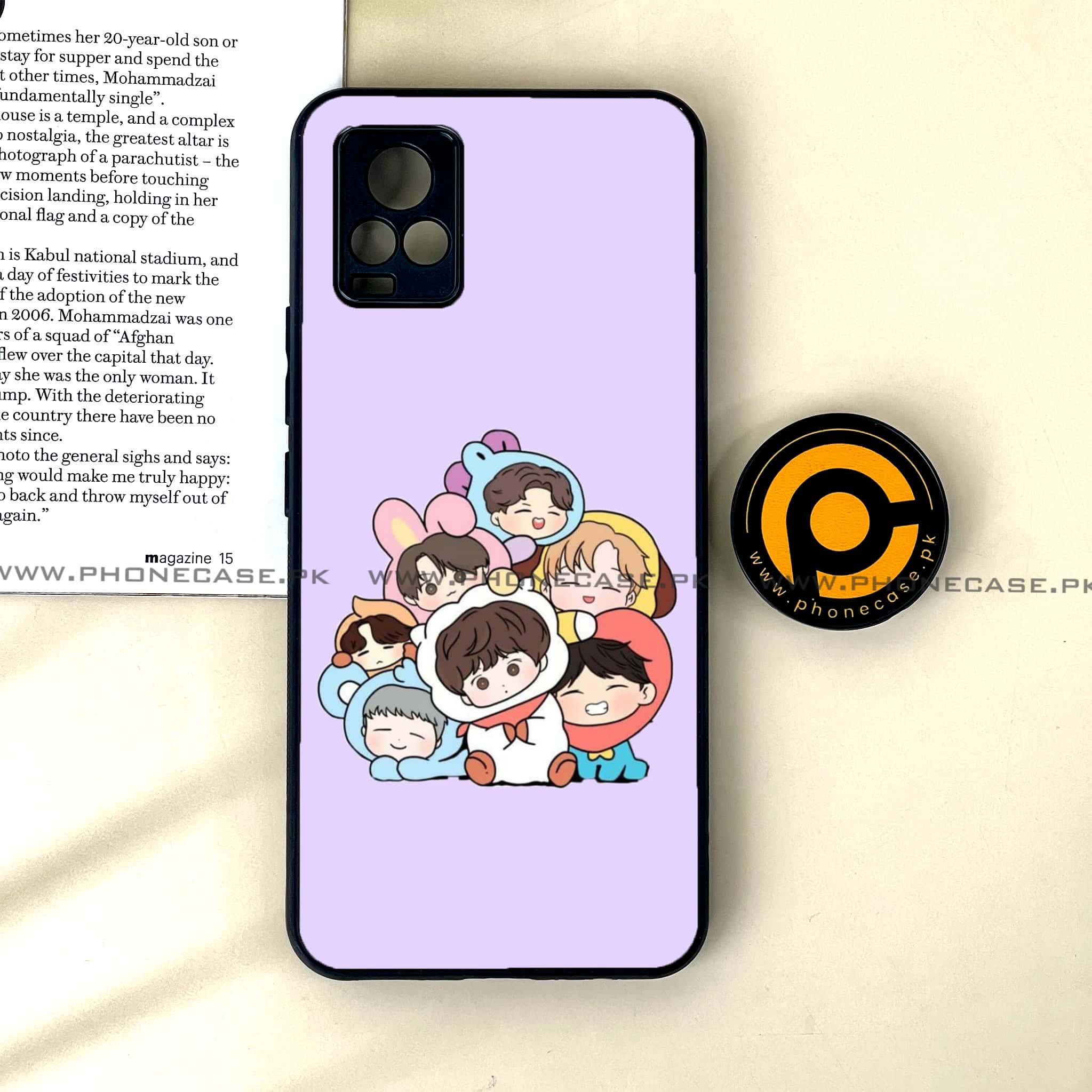 Vivo V20 - K-POP Army Case Series - Premium Printed Glass soft Bumper shock Proof Case
