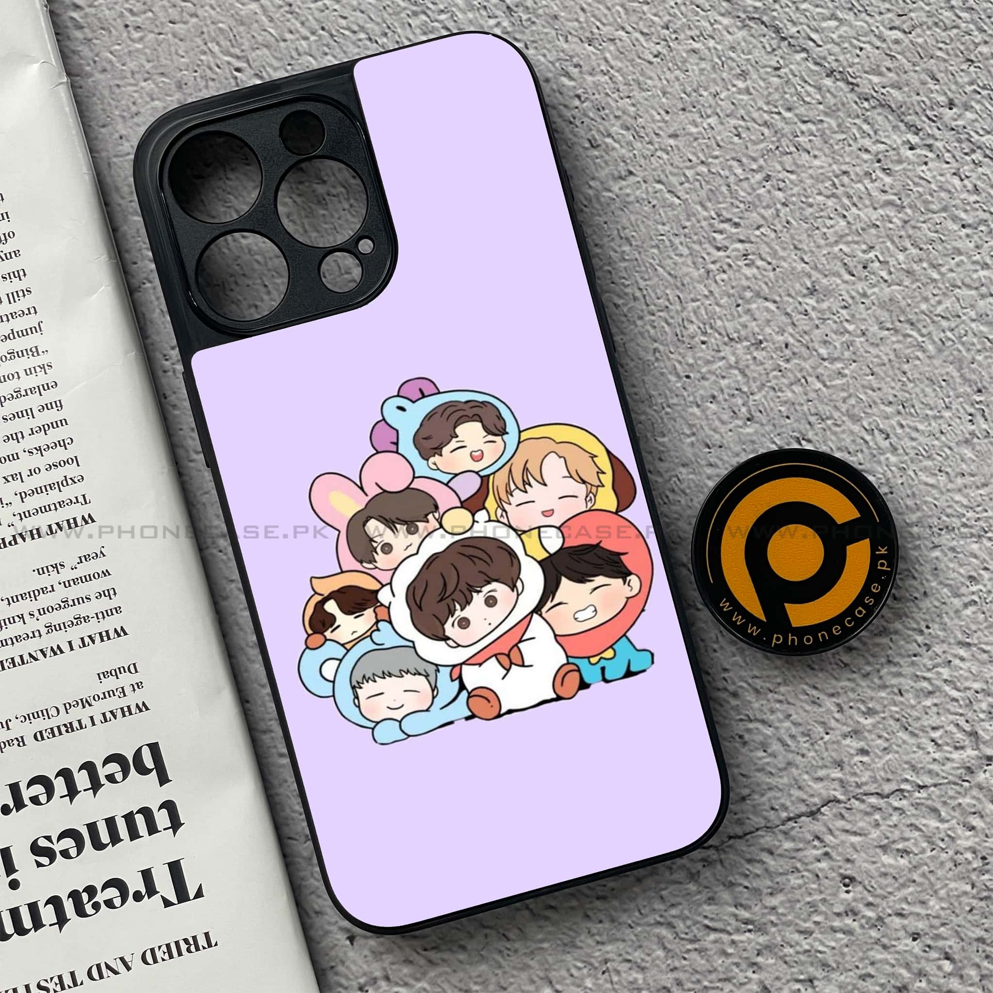 iPhone 15 Pro Max - K-POP Army Case Series - Premium Metal Printed soft Bumper shock Proof Case