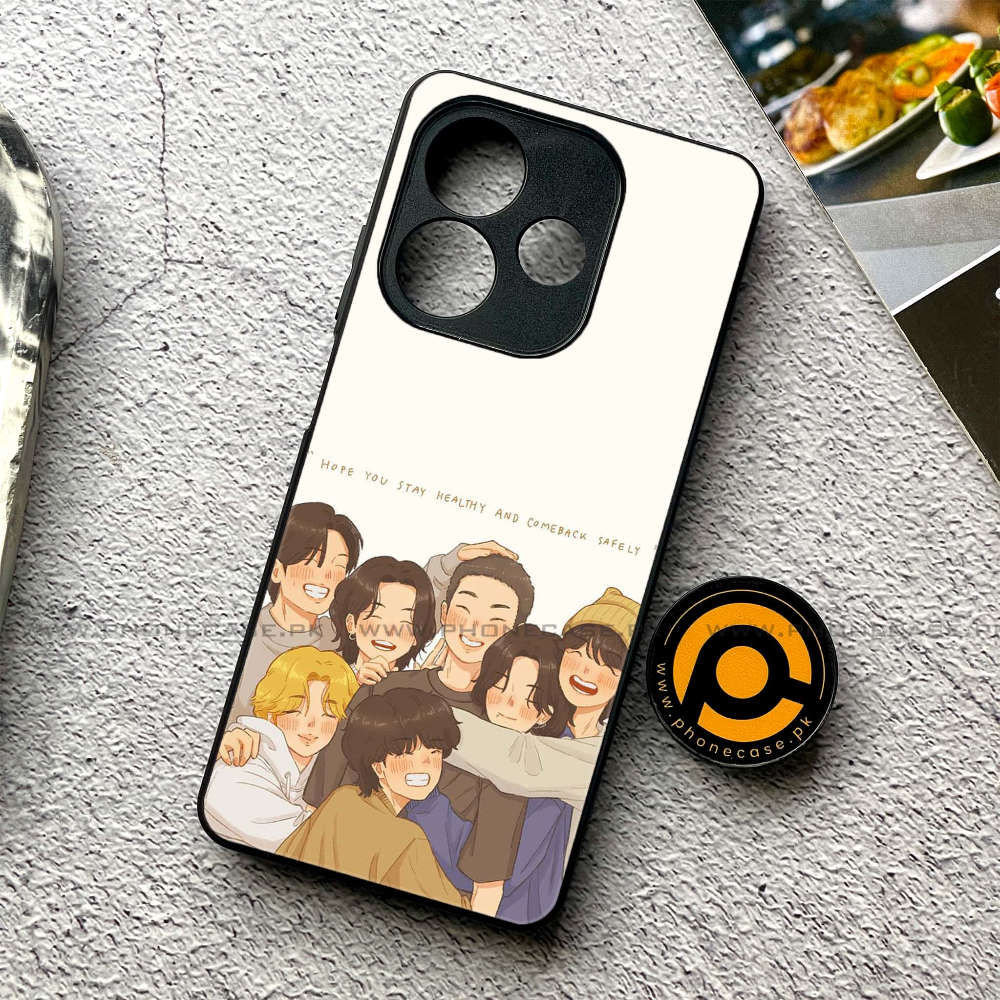 Oppo A5 Pro - K-POP ARMY CASE - Premium Metal Printed soft Bumper shock Proof Case