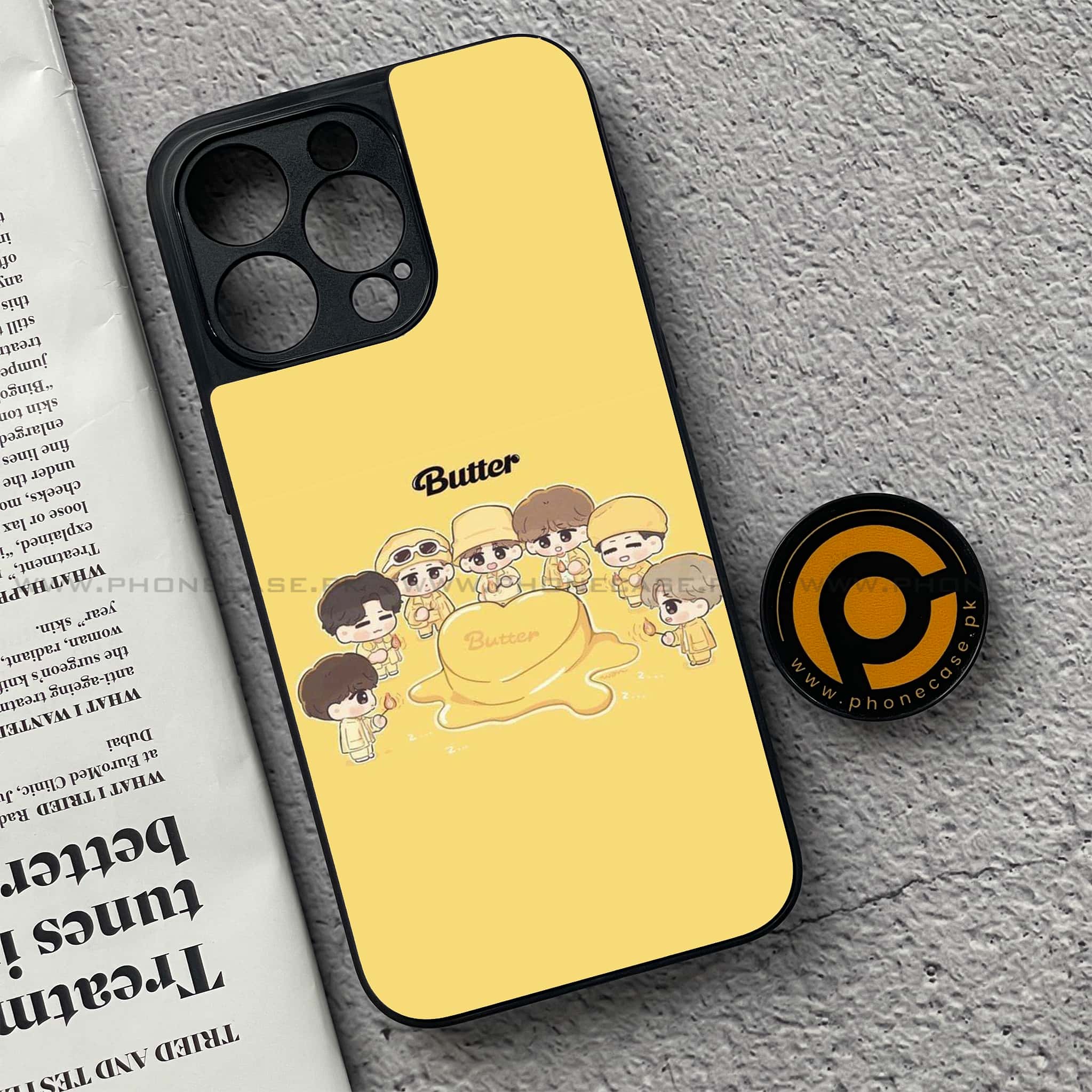 iPhone 15 Pro Max - K-POP Army Case Series - Premium Metal Printed soft Bumper shock Proof Case