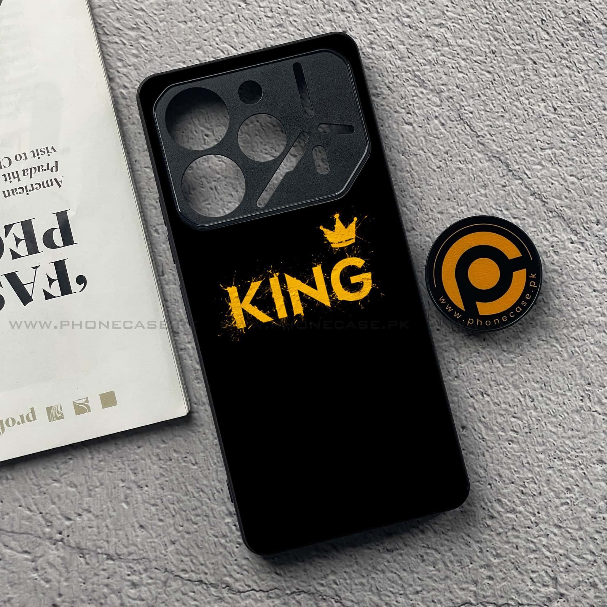 Tecno Pova 6 - King 2.0 Series - Premium Printed Glass soft Bumper shock Proof Case