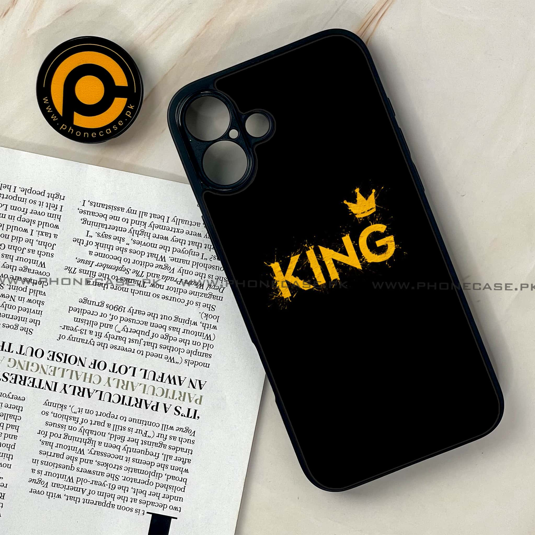 iPhone 16 - King 2.0 Series - Premium Printed Glass soft Bumper shock Proof Case