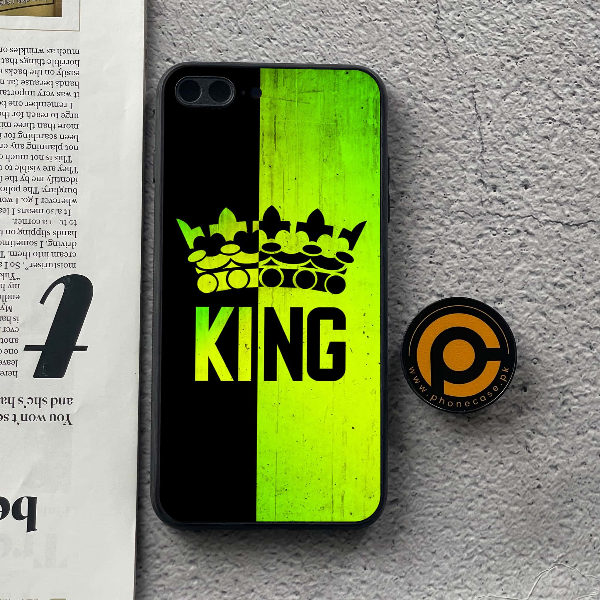 iPhone 8 Plus   - King Series V 2.0   Series - Premium Printed Glass soft Bumper shock Proof Case