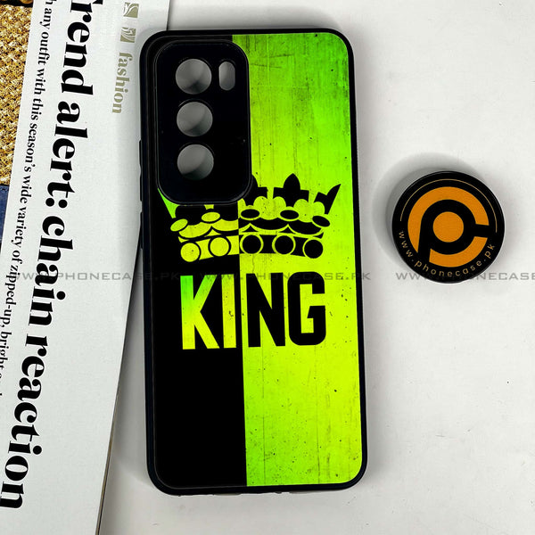 Oppo Reno 12 5G - King 2.0 Design 3 - Premium Printed Glass soft Bumper shock Proof Case  CS-36314