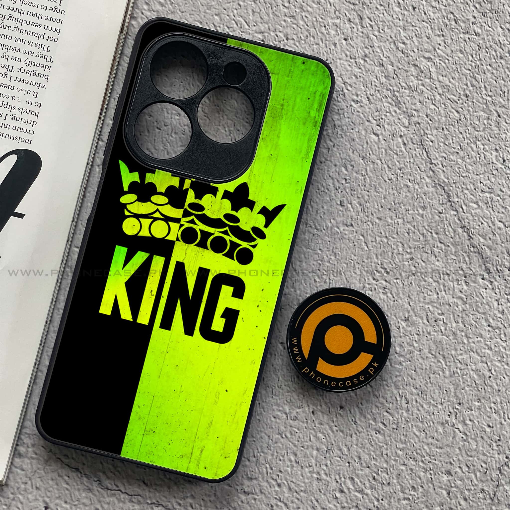 Tecno Spark 20C - King Series V 2.0 - Premium Printed Glass soft Bumper shock Proof Case