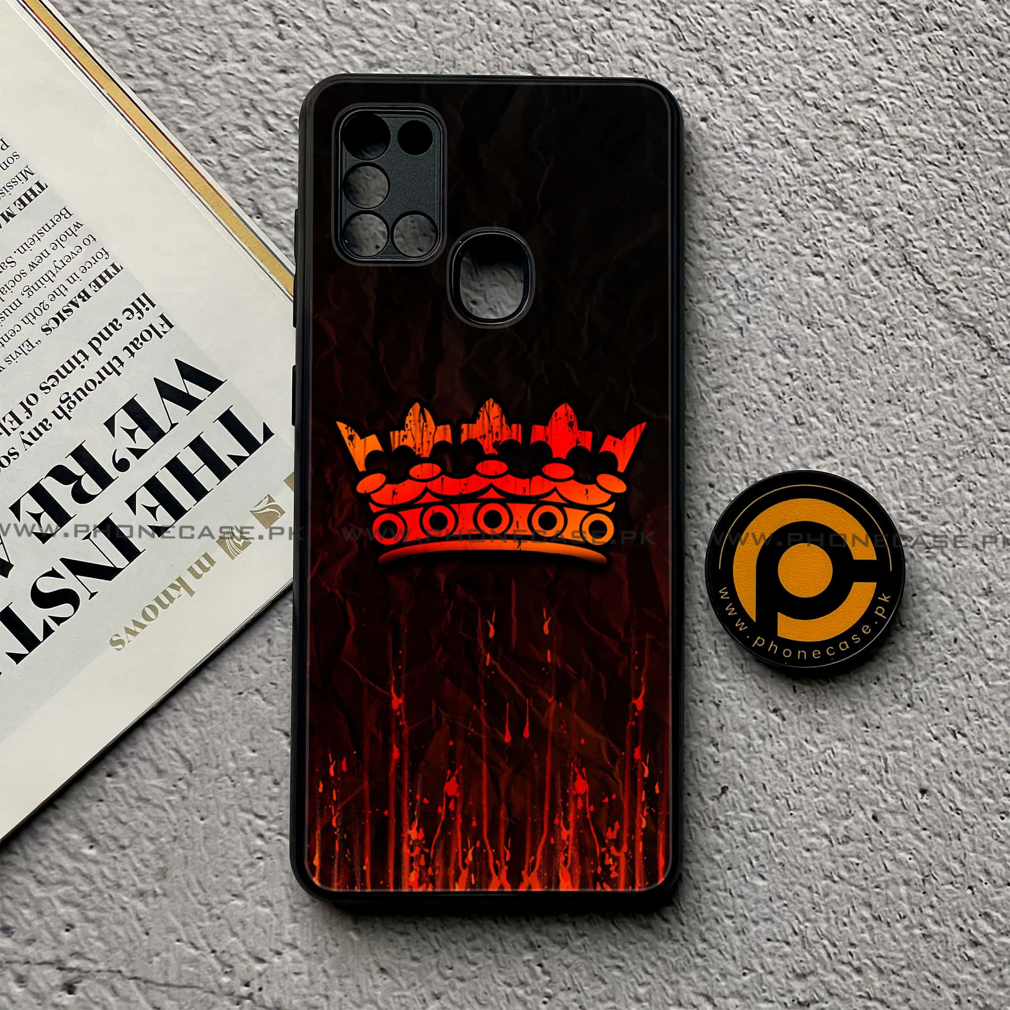 Samsung Galaxy A21s - King Series - Premium Printed Glass soft Bumper shock Proof Case