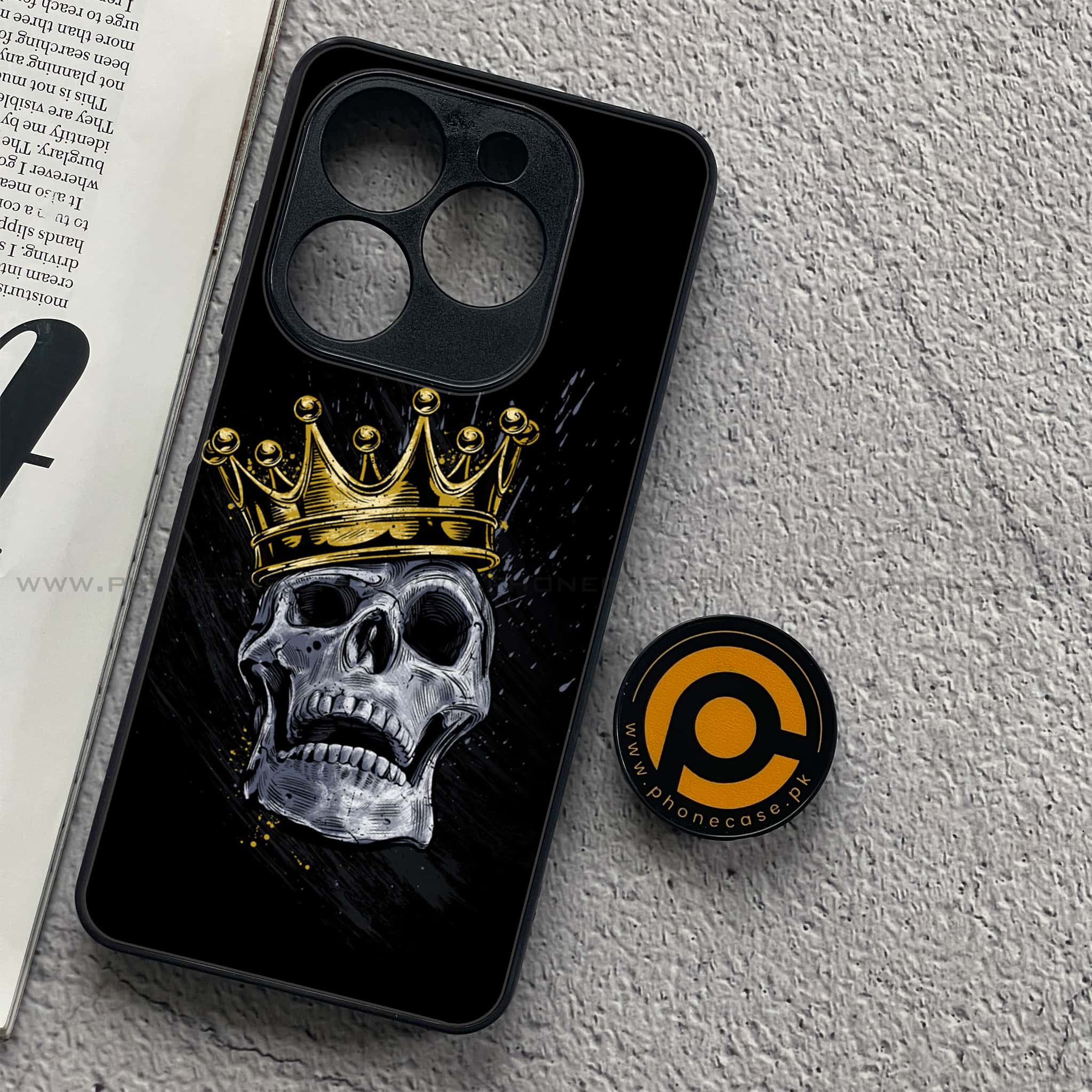 Tecno Spark 20C - King Series V 2.0 - Premium Printed Glass soft Bumper shock Proof Case