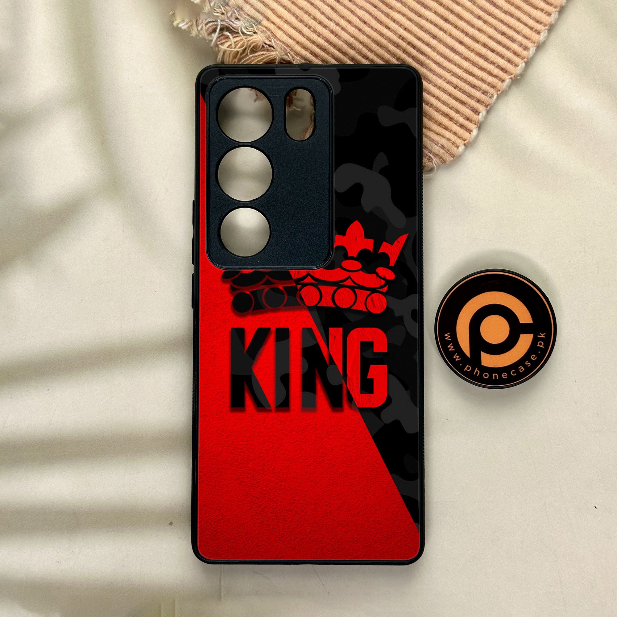 Vivo V29 - King Series V 2.0 - Premium Printed Glass soft Bumper shock Proof Case