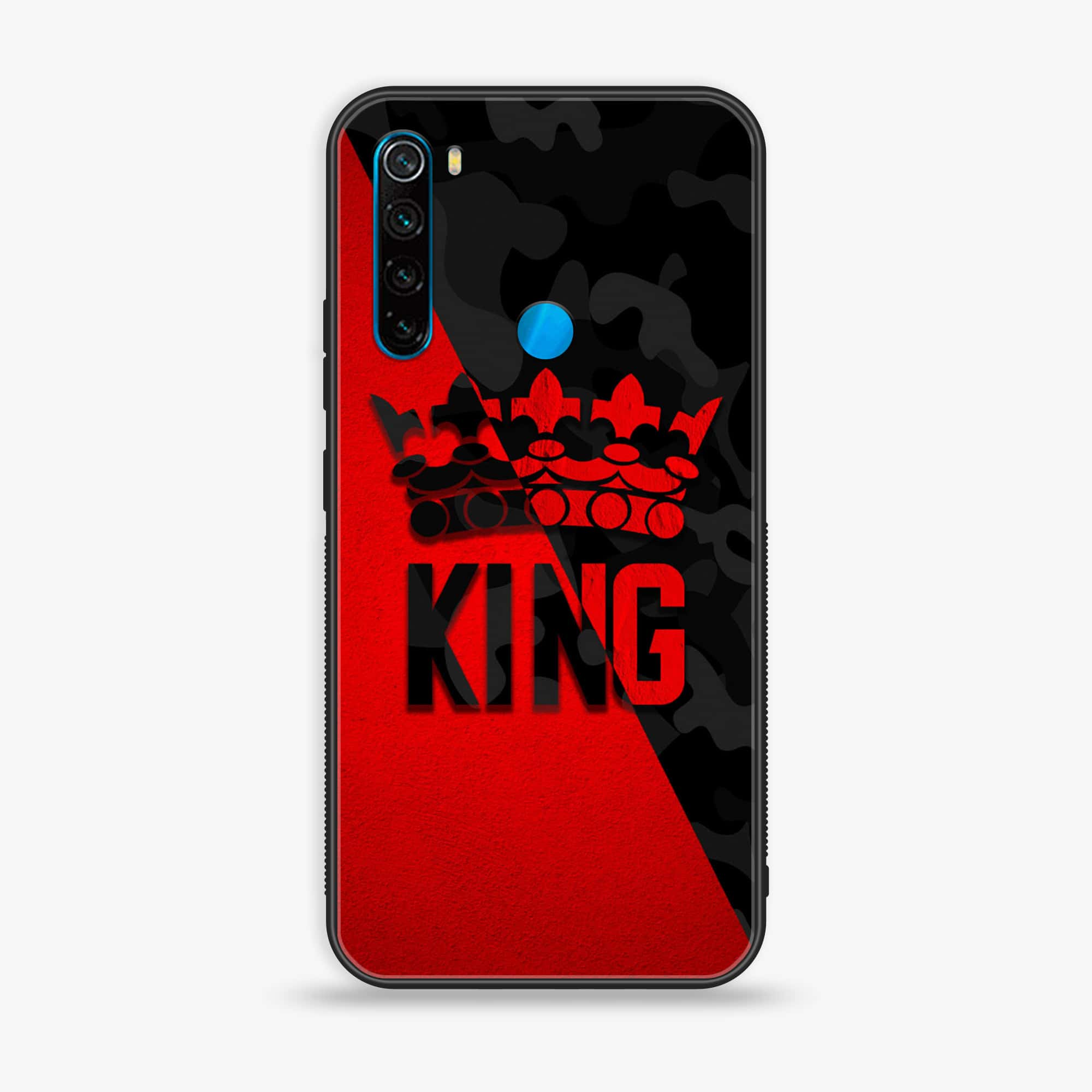 Redmi Note 8 - King Series V 2.0 - Premium Printed Glass soft Bumper shock Proof Case