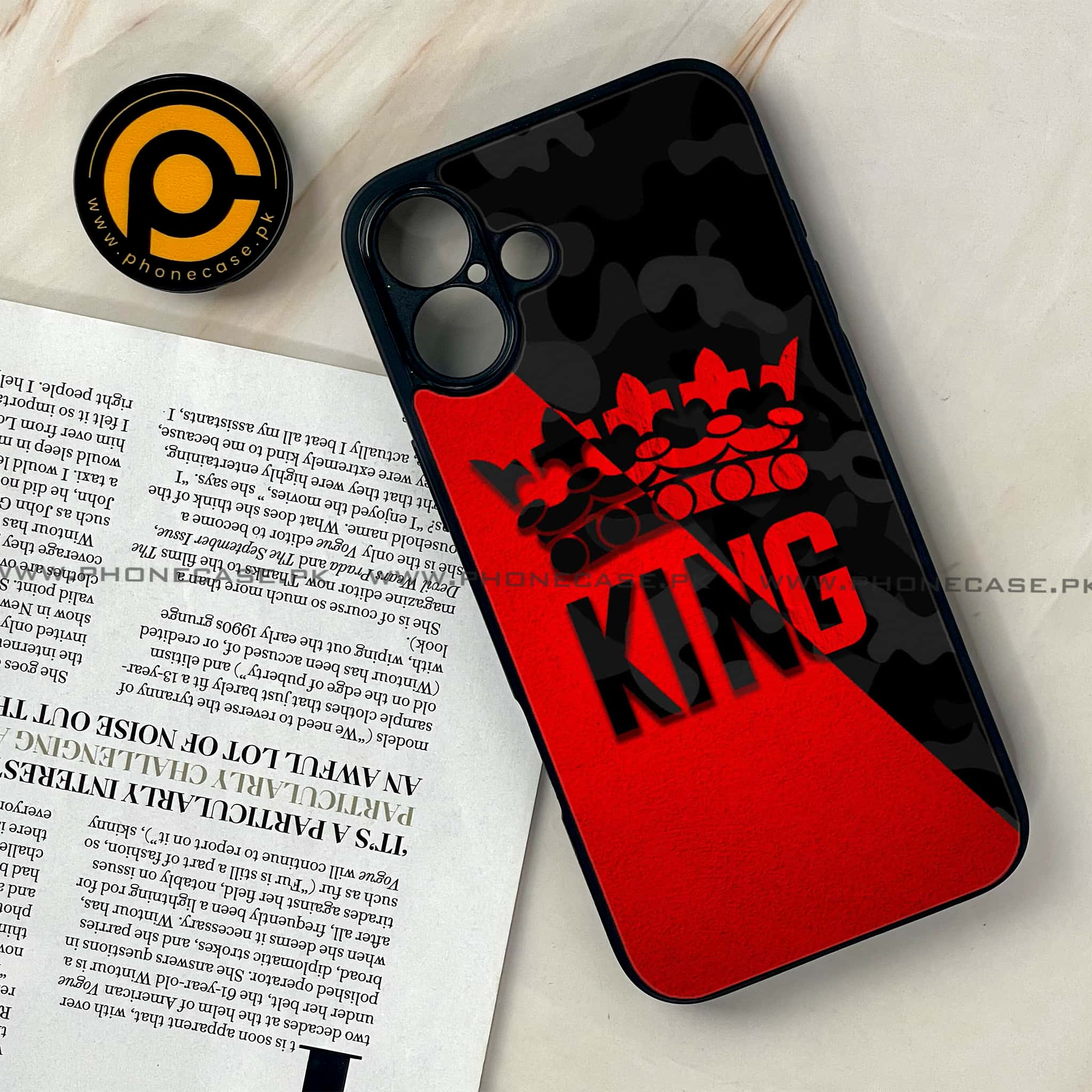 iPhone 16 - King 2.0 Series - Premium Printed Glass soft Bumper shock Proof Case