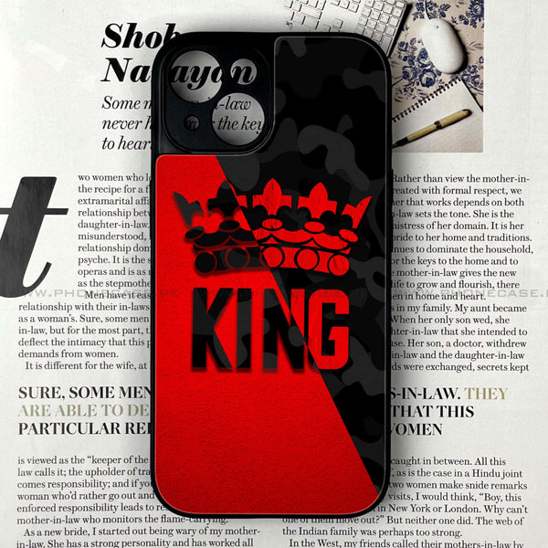 iPhone 13 Mini - King V2.0 Design 6- Premium Printed Glass soft Bumper shock Proof Case CS-9834