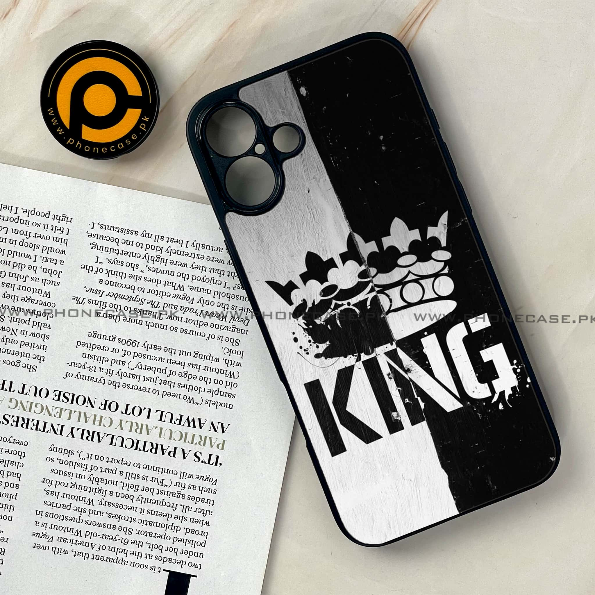 iPhone 16 - King 2.0 Series - Premium Printed Glass soft Bumper shock Proof Case