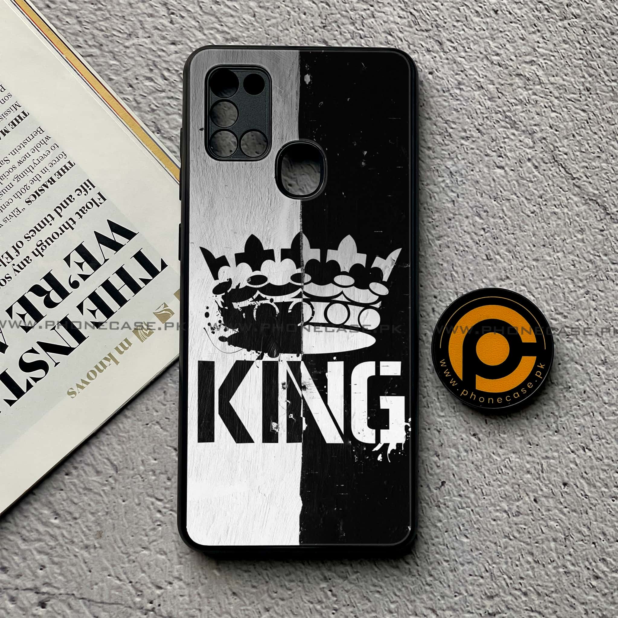 Samsung Galaxy A21s - King Series - Premium Printed Glass soft Bumper shock Proof Case