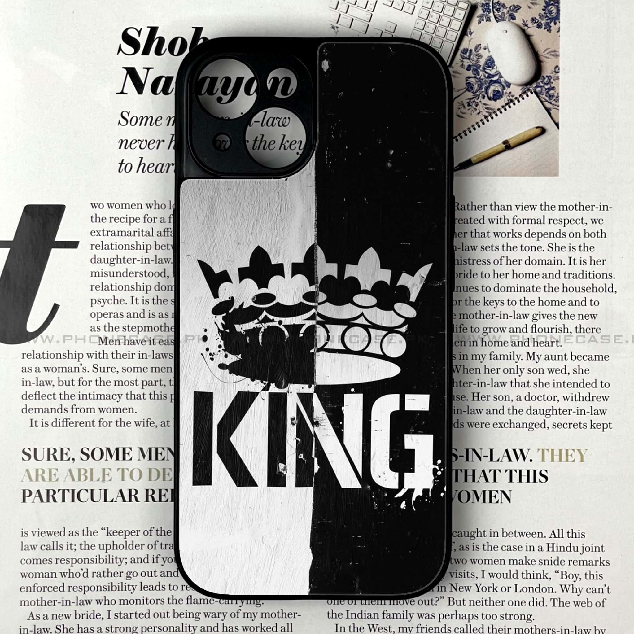 iPhone 15 - King Series V 2.0 - Premium Printed Glass soft Bumper shock Proof Case