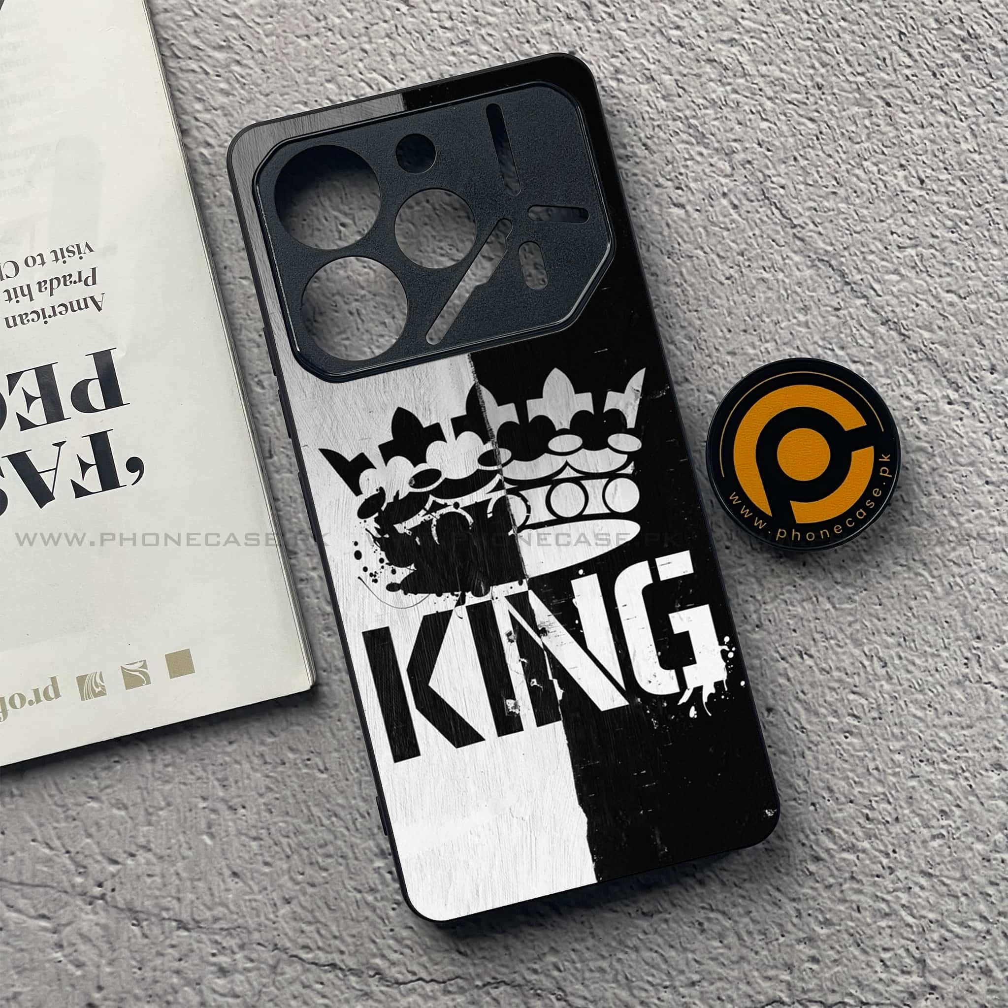 Tecno Pova 6 - King 2.0 Series - Premium Printed Glass soft Bumper shock Proof Case