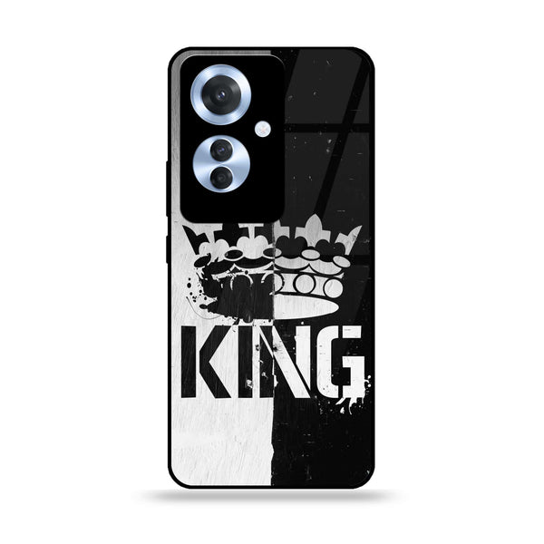 Oppo Reno 11F - King 2.0  Design 7- Premium Printed Glass soft Bumper shock Proof Case  CS-36698