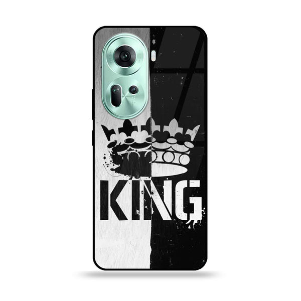 Oppo Reno 11 5G - King 2.0 Design 7- Premium Printed Glass soft Bumper shock Proof Case CS-46058