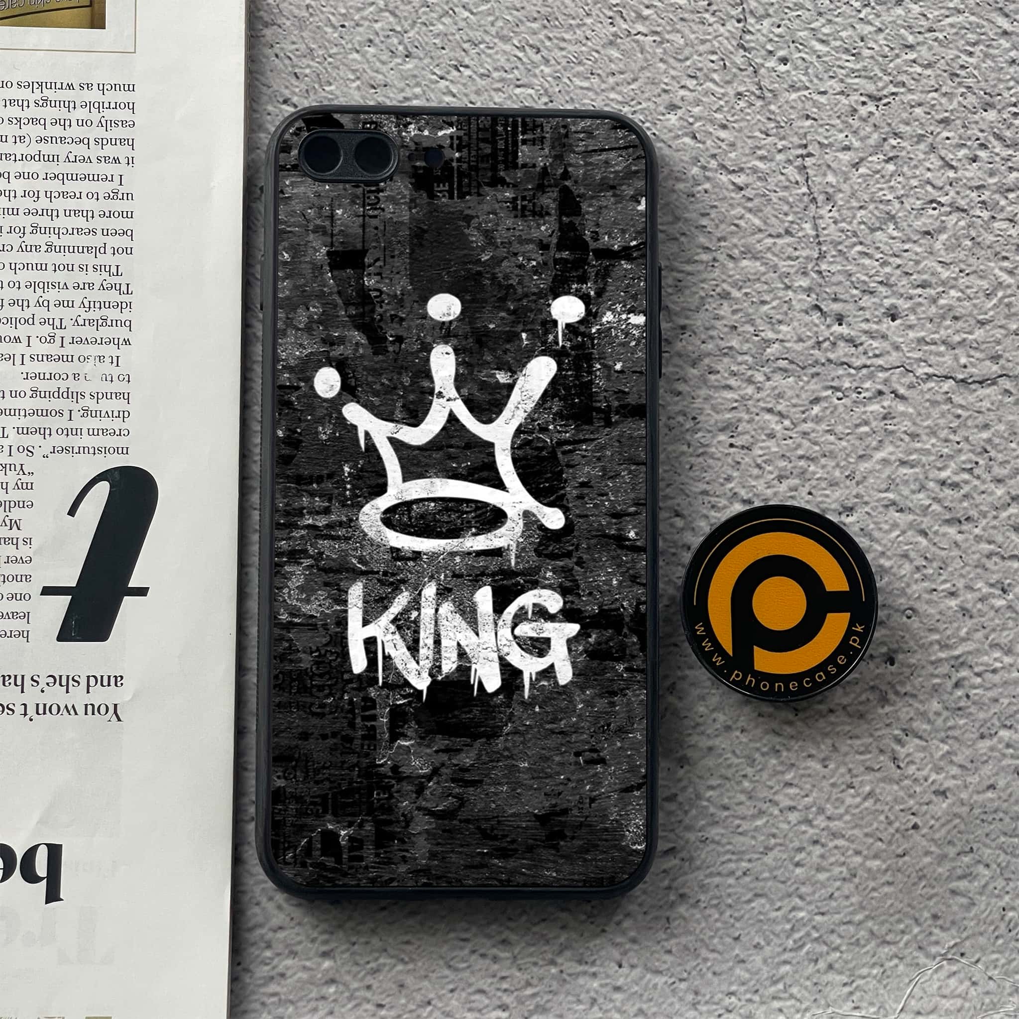 iPhone 8 Plus   - King Series V 2.0   Series - Premium Printed Glass soft Bumper shock Proof Case