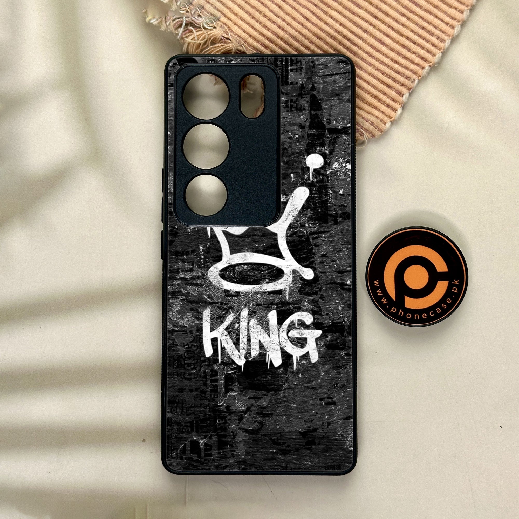 Vivo V29 - King Series V 2.0 - Premium Printed Glass soft Bumper shock Proof Case